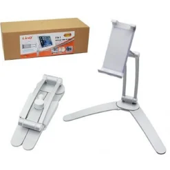 STAFFA SUPPORTO 2 IN 1 DA TAVOLO IN ALLUMINIO PER SMARTPHONE TABLET CASA J3222