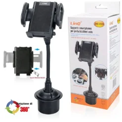 STAFFA SUPPORTO AUTO PER CELLULARI SMARTPHONE PDA MP4 PER PORTA BICCHIERI HD-2559