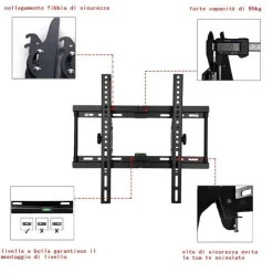 STAFFA TV FISSA SUPPORTO A PARETE PER TELEVISIONE TELEVISORE DA 23 A 42 POLLICI