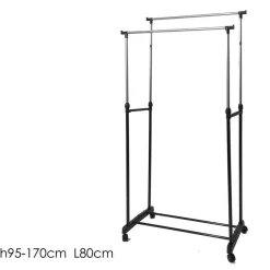 STAND APPENDIABITI ALLUNGABILE IN ACCIAIO TELESCOPICO RUOTE DOPPIO L80XH95-170CM