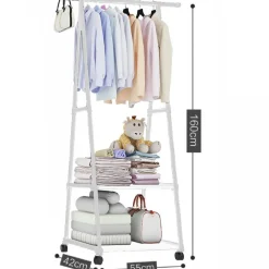 STAND APPENDIABITI ATTACCAPANNI IN PLASTICA E METALLO CAMERA DA LETTO BIANCO