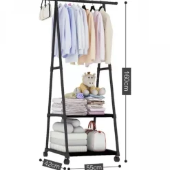 STAND APPENDIABITI ATTACCAPANNI IN LEGNO MDF E METALLO CAMERA DA LETTO NERO