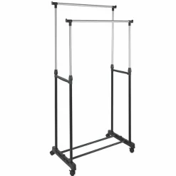STAND APPENDIABITI DOPPIO CON RUOTE STENDER REGOLABILE IN ALTEZZA 80X40X160 CM