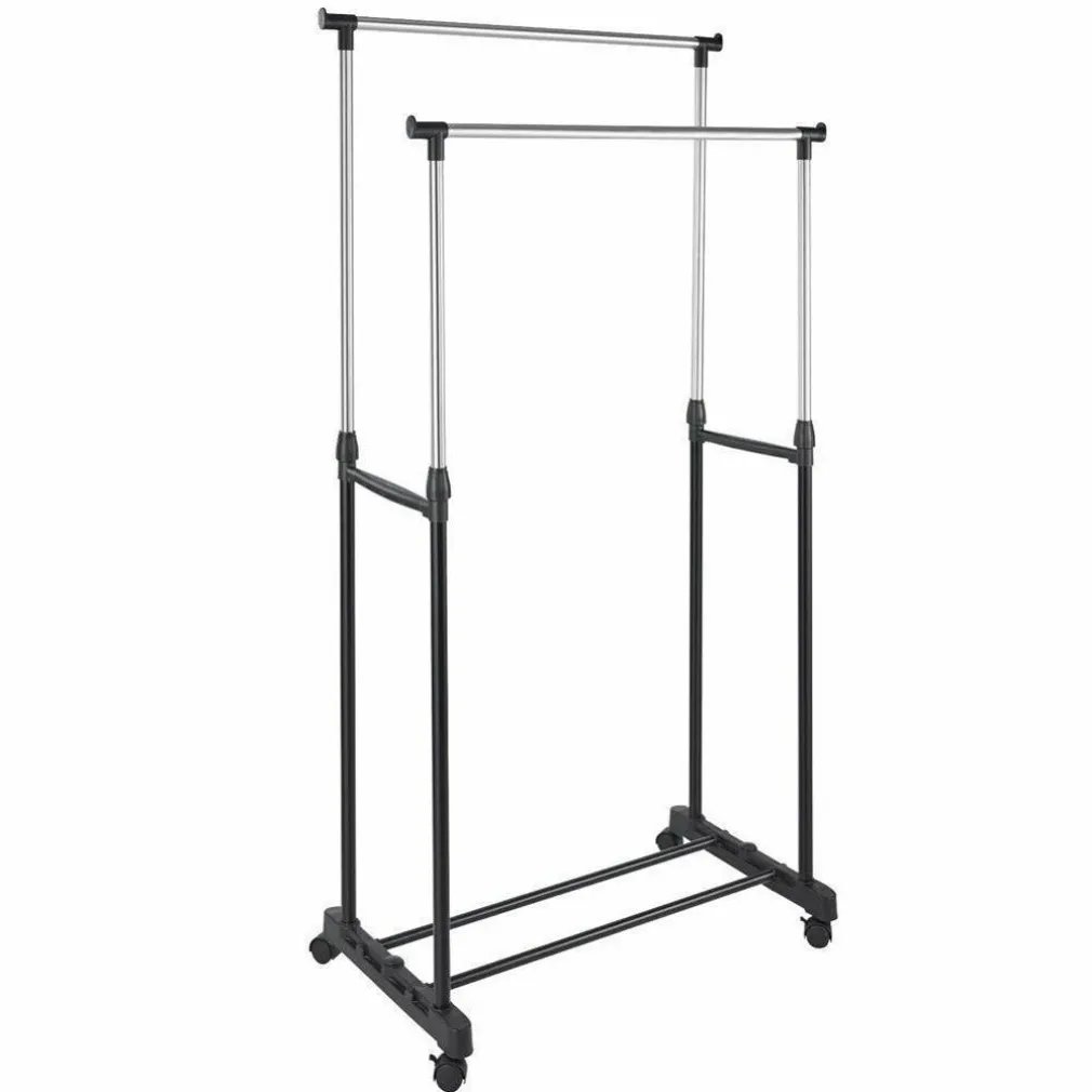 STAND APPENDIABITI DOPPIO CON RUOTE STENDER REGOLABILE IN ALTEZZA 80X40X160 CM