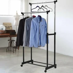 STAND APPENDIABITI DOPPIO CON RUOTE STENDER REGOLABILE IN ALTEZZA 80X40X160 CM