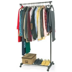 STAND APPENDIABITI IN METALLO ALTEZZA REGOLABILE CON RIPIANO RUOTE CAMERA LETTO