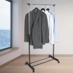 STAND APPENDIABITI IN METALLO ALTEZZA REGOLABILE CON RIPIANO RUOTE CAMERA LETTO