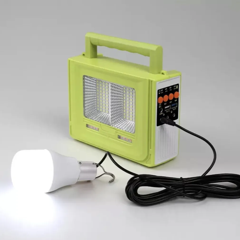 STAZIONE DI ENERGIA SOLARE PORTATILE GENERATORE DI EMERGENZA LUCE A LED E AUDIO