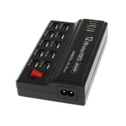 STAZIONE DI RICARICA USB 12 PORTE 60W 2.1/1A INTERRUTTORE MULTIFUNZIONE Q-CD10P