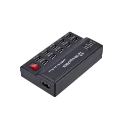 STAZIONE DI RICARICA USB 12 PORTE 60W 2.1/1A INTERRUTTORE MULTIFUNZIONE Q-CD10P