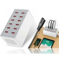 STAZIONE DI RICARICA USB DOCK CON 12 PORTE USB 60W MULTIFUNZIONE PRESA Q-CD12P