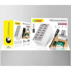 STAZIONE DI RICARICA USB DOCK CON 12 PORTE USB 60W MULTIFUNZIONE PRESA Q-CD12P