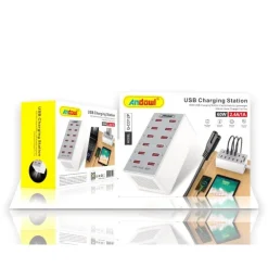 STAZIONE DI RICARICA USB DOCK CON 12 PORTE USB 60W MULTIFUNZIONE PRESA Q-CD12P