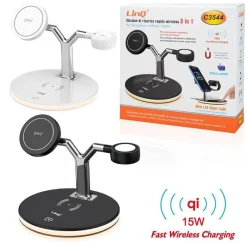 STAZIONE DI RICARICA WIRELESS VELOCE 3IN1 15W SMARTPHONE IPHONE APPLE WATCH C3544