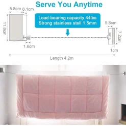 STENDIBIANCHERIA RETRATTILE ACCIAIO CORDA BUCATO 4.2MT ESTENSIBILE PER INTERNI ESTERNI