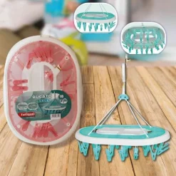 STENDINO BUCATO IN PLASTICA 18 PINZE MOLLETTE OVALE BIANCHERIA ASCIUGATURA 38301