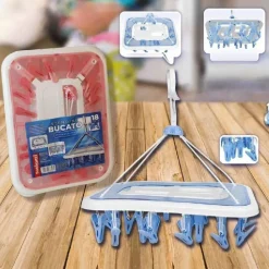 STENDINO BUCATO IN PLASTICA 18 PINZE RETTANGOLARE BIANCHERIA ASCIUGATURA 38306