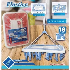 STENDINO BUCATO IN PLASTICA 18 PINZE RETTANGOLARE BIANCHERIA ASCIUGATURA 38306