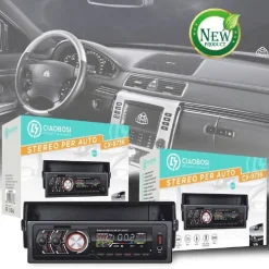 STEREO AUTO AUTORADIO LETTORE MP3 BLUETOOTH AUX USB OROLOGIO TELECOMANDO CX-9736