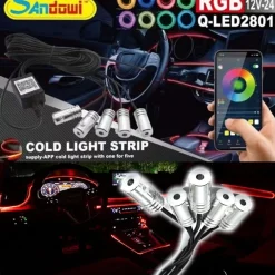 STRISCIA LED ILLUMINAZIONE DECORATIVA RGB LED STRIP NEON 12V PER AUTO Q-LED2801