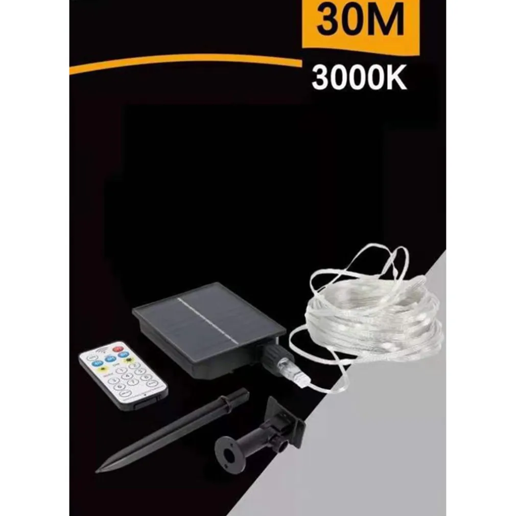 STRISCIA LUMINOSA LED 30 MT CON PANNELLO SOLARE PICCHETTO CATENA LUCE DECORAZIONI KYP-30