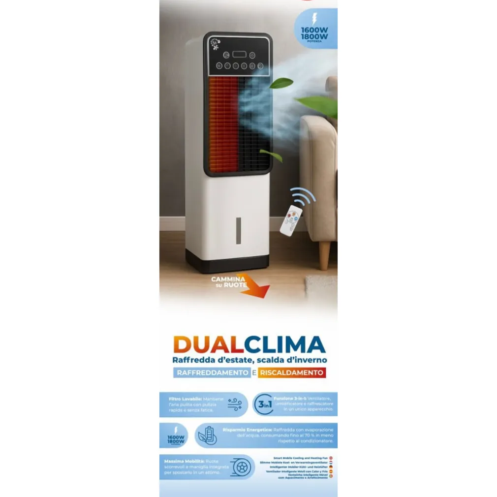 STUFA ELETTRICA PORTATILE 3IN1 RISCALDATORE ARIA CALDA FREDDA UMIDIFICATORE TELECOMANDO