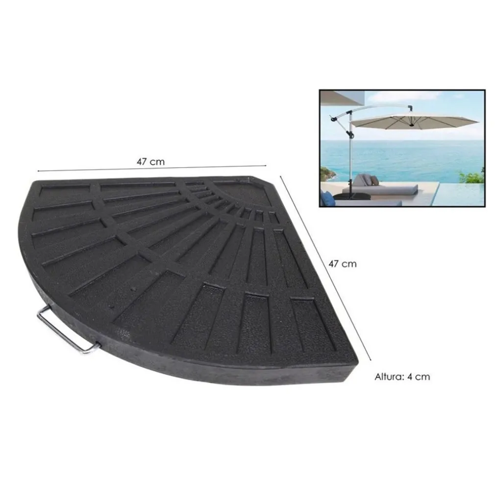 SUPPORTO BASE PER OMBRELLONE PESO PIEDE D'APPOGGIO CON MANIGLIA METALLO NERO 020701