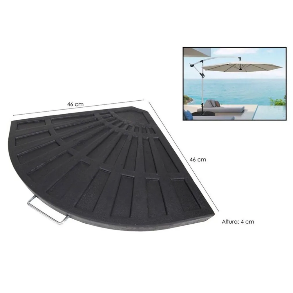 SUPPORTO BASE PER OMBRELLONE PESO PIEDE D'APPOGGIO NERO CON MANIGLIA METALLO 020702