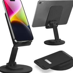 SUPPORTO DA TAVOLO PER TABLET SMARTPHONE UNIVERSALE CON BASE E SNODO REGOLABILE