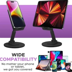 SUPPORTO DA TAVOLO PER TABLET SMARTPHONE UNIVERSALE CON BASE E SNODO REGOLABILE