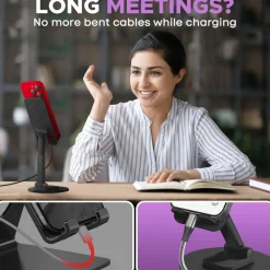 SUPPORTO DA TAVOLO PER TABLET SMARTPHONE UNIVERSALE CON BASE E SNODO REGOLABILE