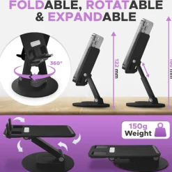 SUPPORTO DA TAVOLO PER TABLET SMARTPHONE UNIVERSALE CON BASE E SNODO REGOLABILE