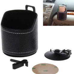 SUPPORTO ECO PELLE PORTA BOTTIGLIA OGGETTI SMARTPHONE PER BOCCHETTE ARIA AUTO