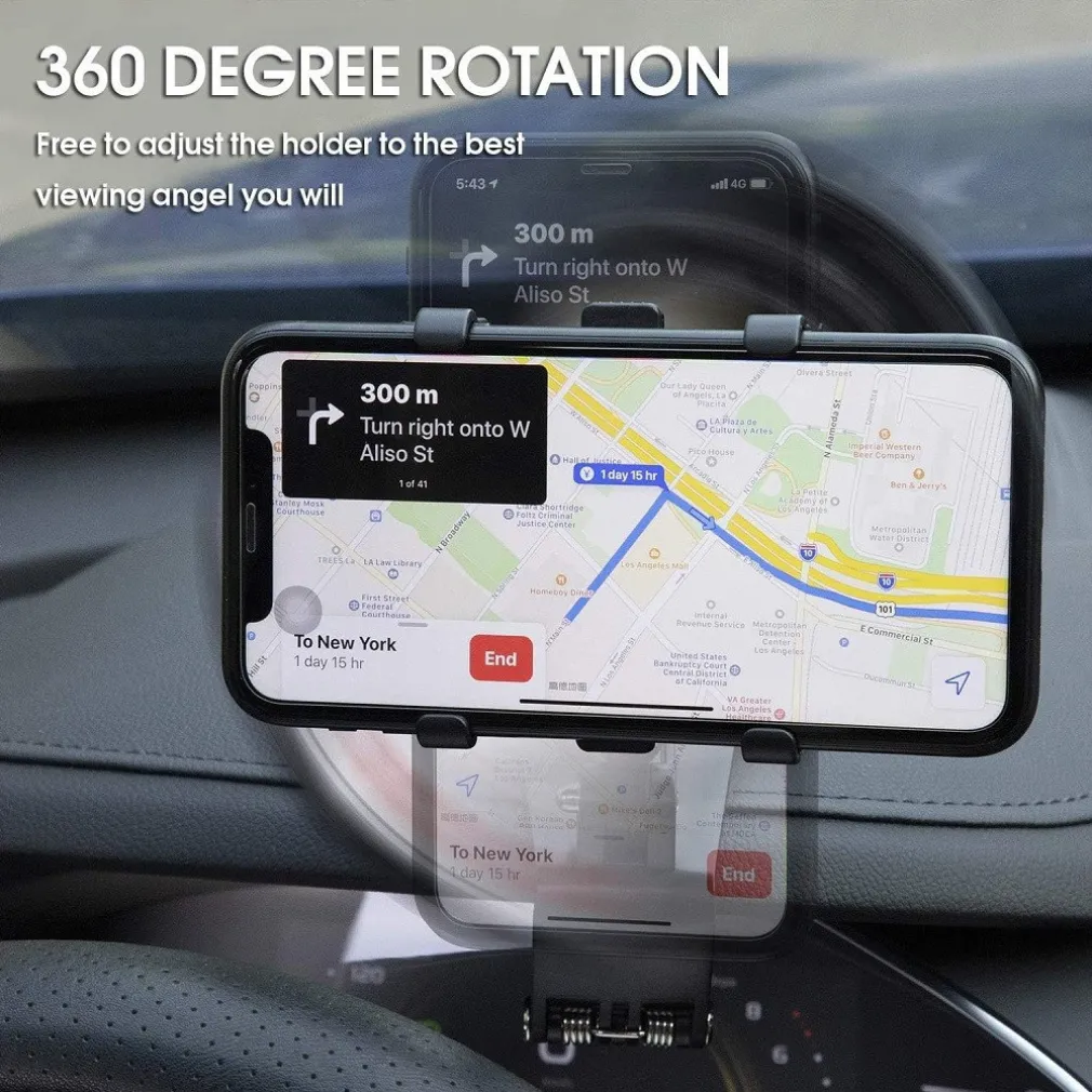SUPPORTO PER CELLULARE DA AUTO GIREVOLE A 360° PER SMARTPHONE DA 4 A 7 POLLICI
