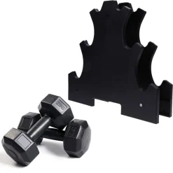 SUPPORTO PER MANUBRI PESI A 3 LIVELLI PER ACCESSORI FITNESS PALESTRA CASA NERO