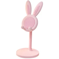 SUPPORTO PER TELEFONO CELLULARE FORMA DI CONIGLIETTO TREPPIEDE PORTATILE IN PLASTICA