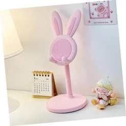 SUPPORTO PER TELEFONO CELLULARE FORMA DI CONIGLIETTO TREPPIEDE PORTATILE IN PLASTICA