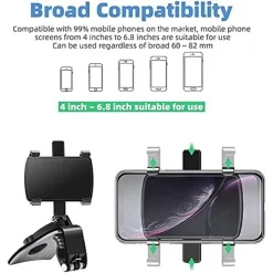 SUPPORTO TELEFONO PER CRUSCOTTO AUTO CLIP MOLLA REGOLABILE A 360° GPS SMARTPHONE