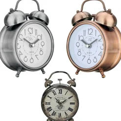 SVEGLIA ANALOGICA OROLOGIO METALLICA LUCE LED ALLARME SONORO CAMPANA STILE RETRò