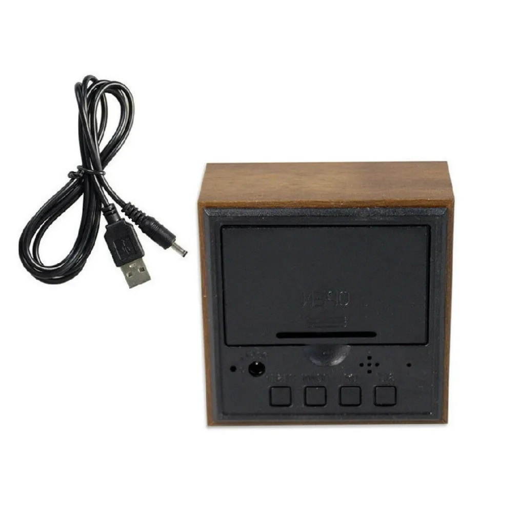 SVEGLIA OROLOGIO DIGITALE LED EFFETTO LEGNO CON SUONO ALLARME TEMPERATURA CUBO