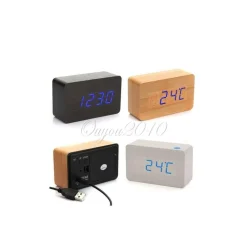 Sveglia Orologio Wooden Light LED Digital Alarm Clock Calendario Termometro