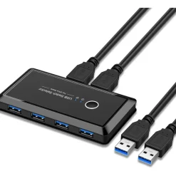 SWITCH BOX USB 2.0 HUB 2 INGRESSI 4 USCITE PER CONDIVIDERE 2 PC COMPUTER Q-U100