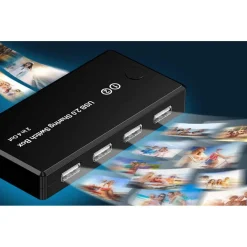 SWITCH BOX USB 2.0 HUB 2 INGRESSI 4 USCITE PER CONDIVIDERE 2 PC COMPUTER Q-U100