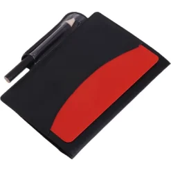 TACCUINO CON CARTOLINA CARTA ROSSA GIALLA MOTIVO CALCIATORE PORTAFOGLIO ARBITRO