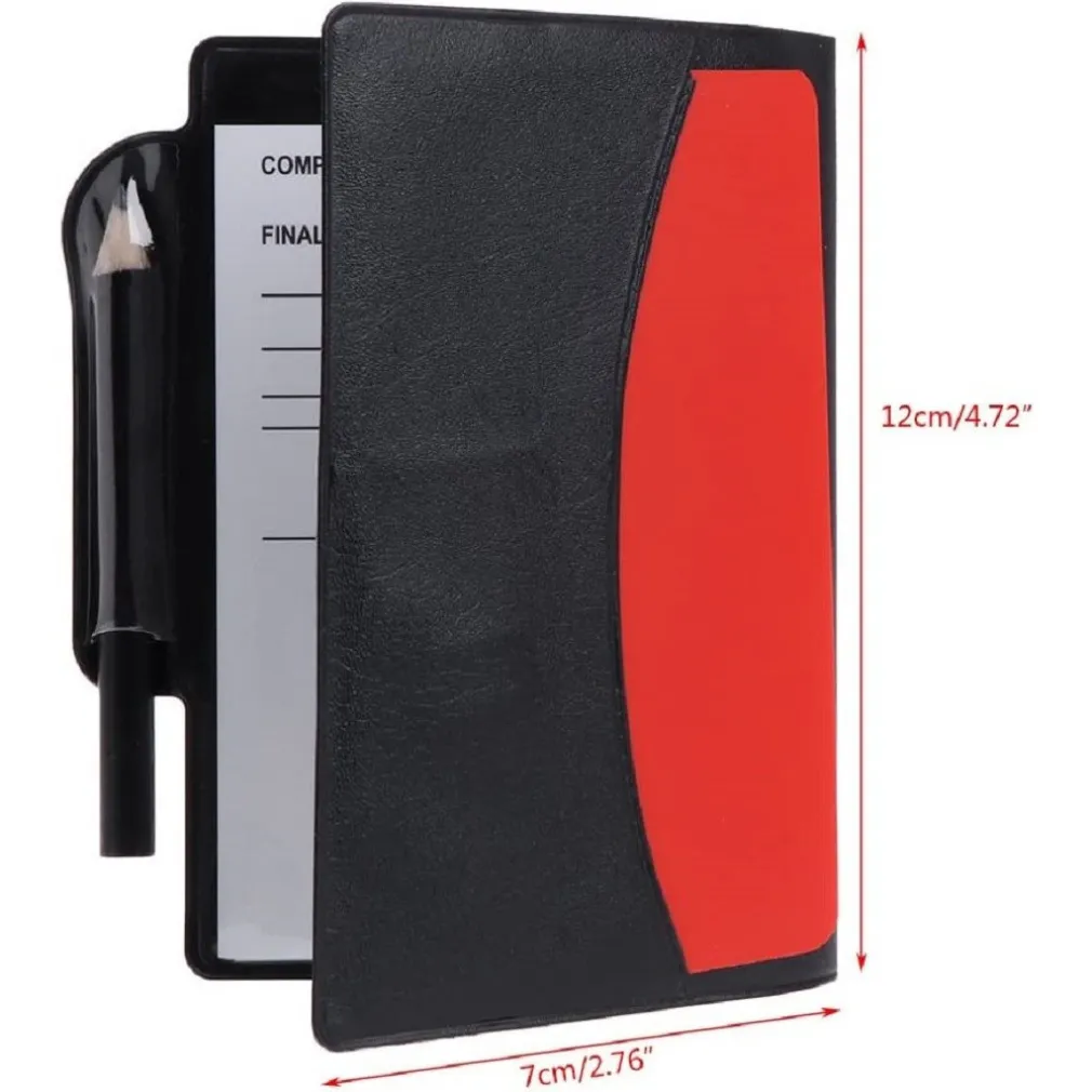 TACCUINO CON CARTOLINA CARTA ROSSA GIALLA MOTIVO CALCIATORE PORTAFOGLIO ARBITRO