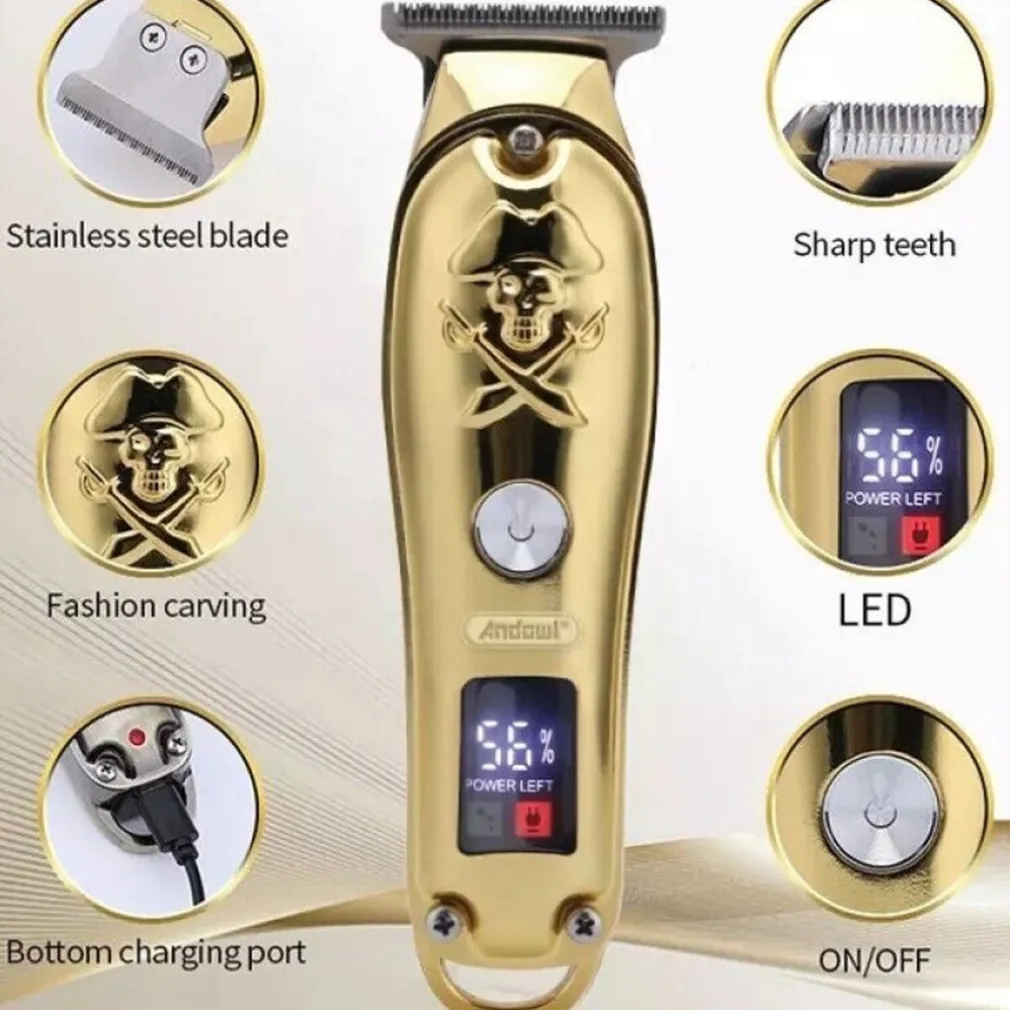 TAGLIA CAPELLI PROFESSIONALE RASOIO ELETTRICO REGOLA BARBA 3 PETTINI USB Q-TF53