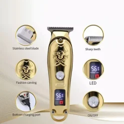 TAGLIA CAPELLI PROFESSIONALE RASOIO ELETTRICO REGOLA BARBA 3 PETTINI USB Q-TF53