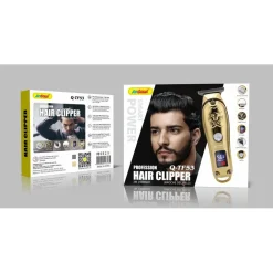 TAGLIA CAPELLI PROFESSIONALE RASOIO ELETTRICO REGOLA BARBA 3 PETTINI USB Q-TF53