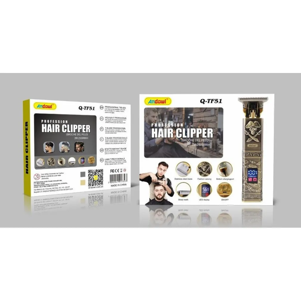 TAGLIA CAPELLI RASOIO ELETTRICO REGOLA BARBA 3 PETTINI RICARICABILE USB Q-TF51