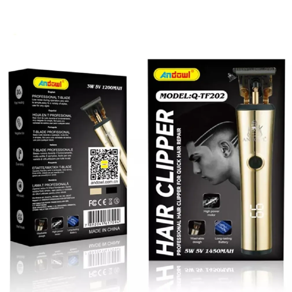 TAGLIACAPELLI ELETTRICO DA UOMO BATTERIA RICARICABILE CON DISPLAY A LED Q-TF202